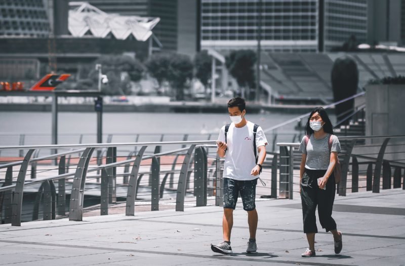 Tourists wearing masks during COVID 19 pandemic in Singapore Face Mask