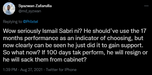 Sabri Cabinet 100 days