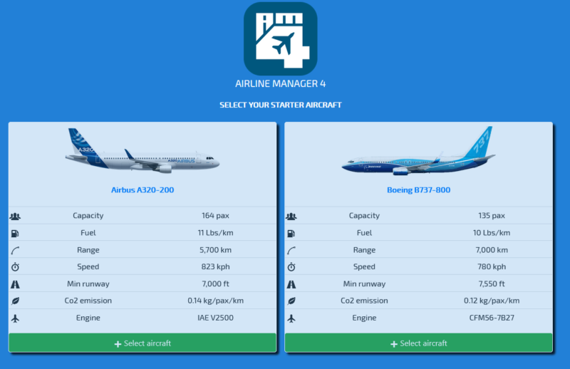 Airline Manager 4 Boeing Airbus 737-800 Game A320-200