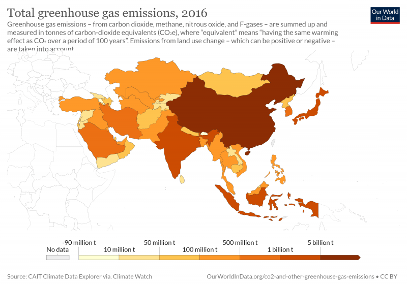 Map Greenhouse Gas Asia